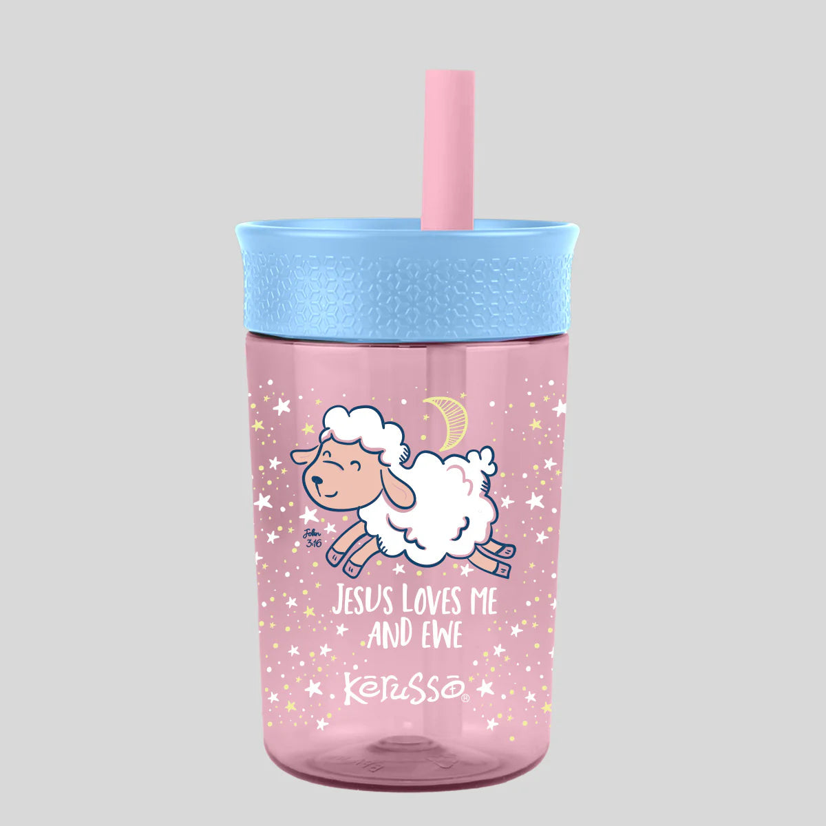 Kerusso 15 oz Silicone Straw Cup (Goose & Lamb)