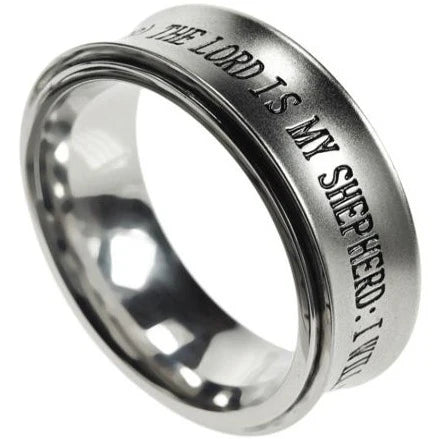 Men's Ring- Silver Spinner Ring, Silver, "Fear No Evil"