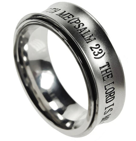 Men's Ring- Silver Spinner Ring, Silver, "Fear No Evil"