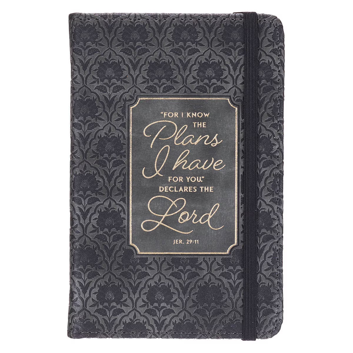I Know the Plans Graphite Gray Faux Leather Hardcover Notebook with Elastic Closure - Jeremiah 29:11