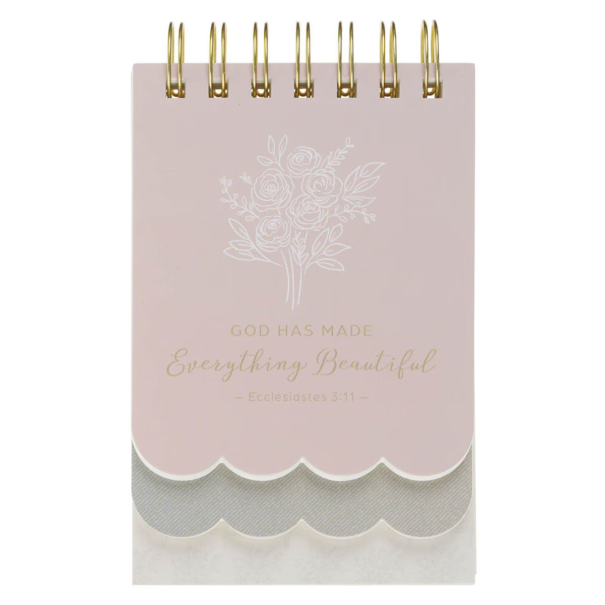 Everything Beautiful Blush Taupe Floral Tiered Spiral Notepad - Ecclesiastes 3:11