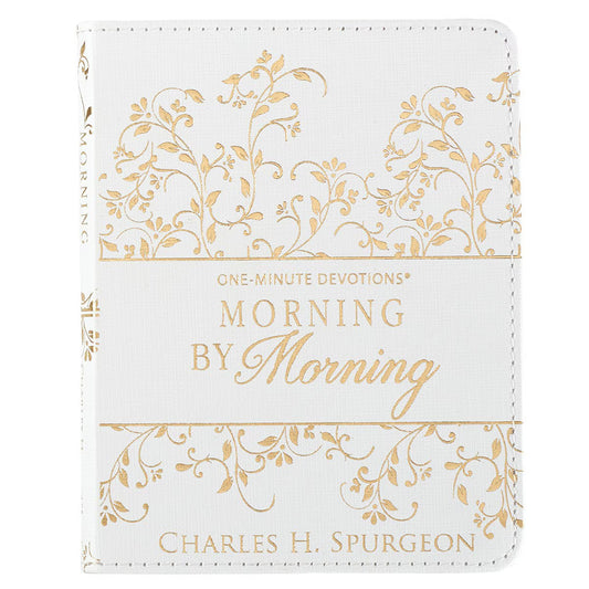 Morning by Morning White Faux Leather One-Minute Devotions by Charles H. Spurgeon