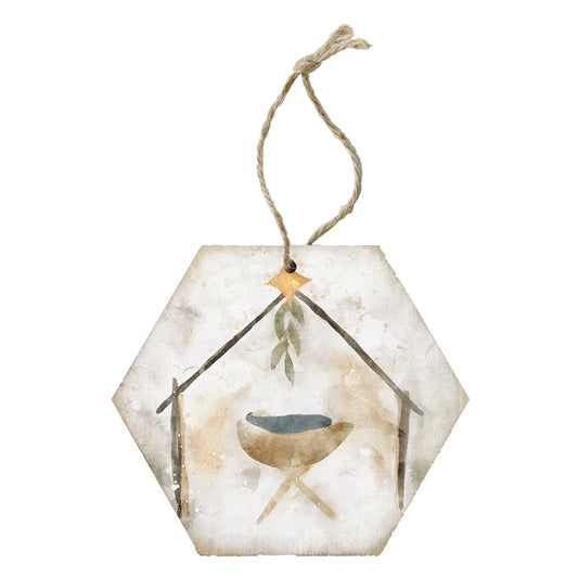 Watercolor Manger Ornament