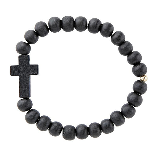 Wooden Cross Bracelet, Black