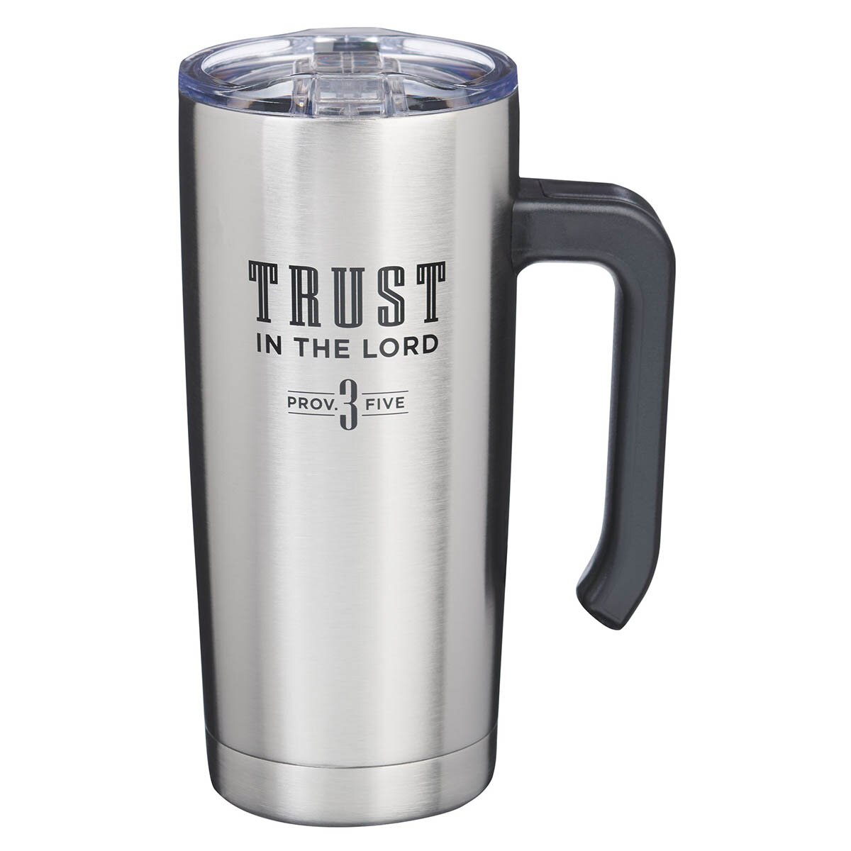 Trust in the Lord Stainless Steel Travel Mug with Handle - Psalm 3:5 Image Open