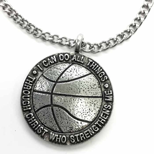 Basketball Antique Pewter Necklace On Ball Chain