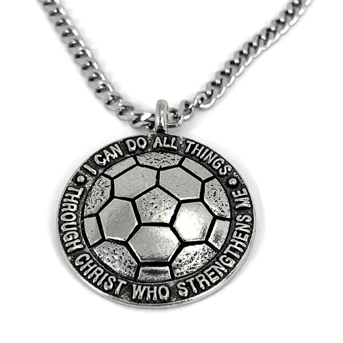 Soccer Necklace Antique Pewter Ball Chain