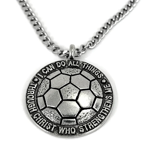 Soccer Necklace Antique Pewter Ball Chain
