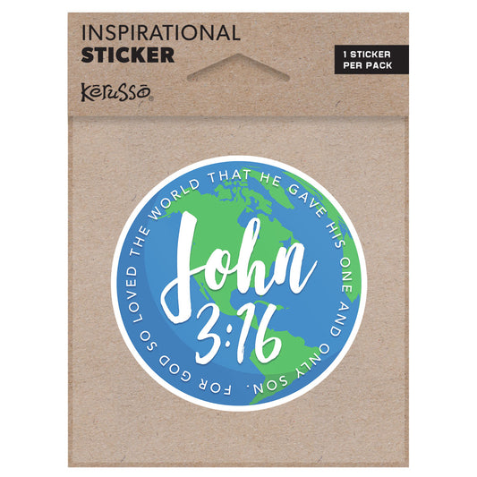 Sticker - John 3:16 World