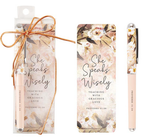 She Speaks Wisely Gift Pen with Bookmark