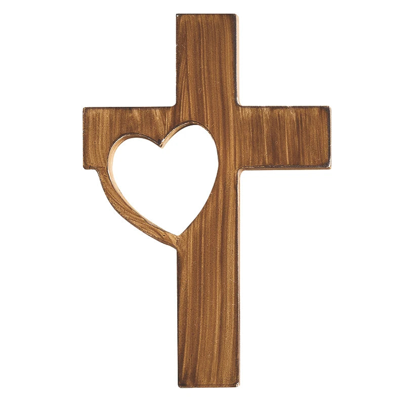 Wood Heart Cross