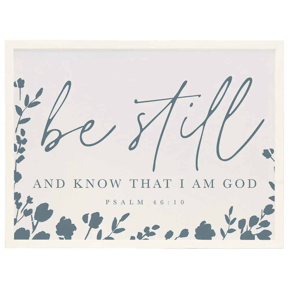 wall art-Be Still Navy Flowers