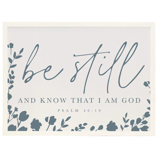 wall art-Be Still Navy Flowers