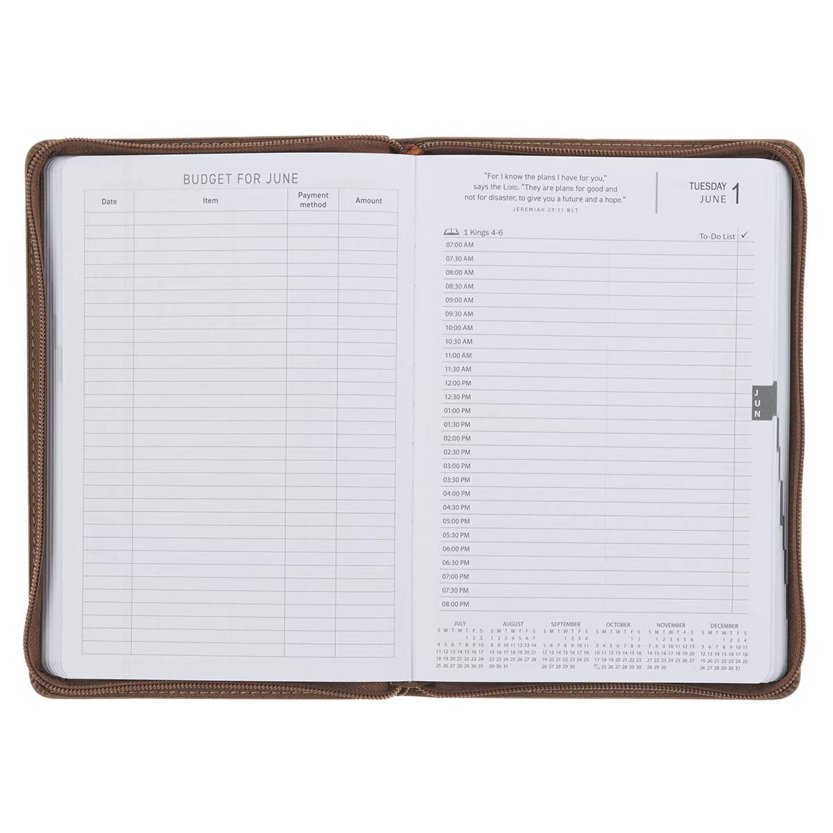 2027 I Can Do All This Truffle Brown Faux Leather Executive Planner with Zipper Closure - Philippians 4:13