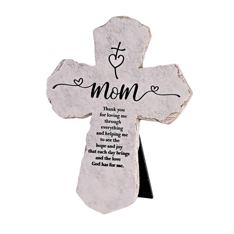 Tabletop Cross Mom Thank You, 7"