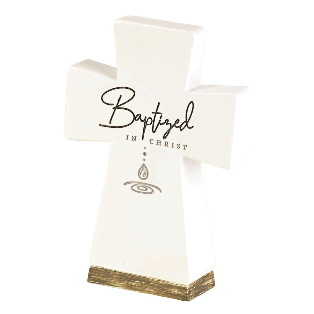 Tabletop Cross Baptized In Christ Resin