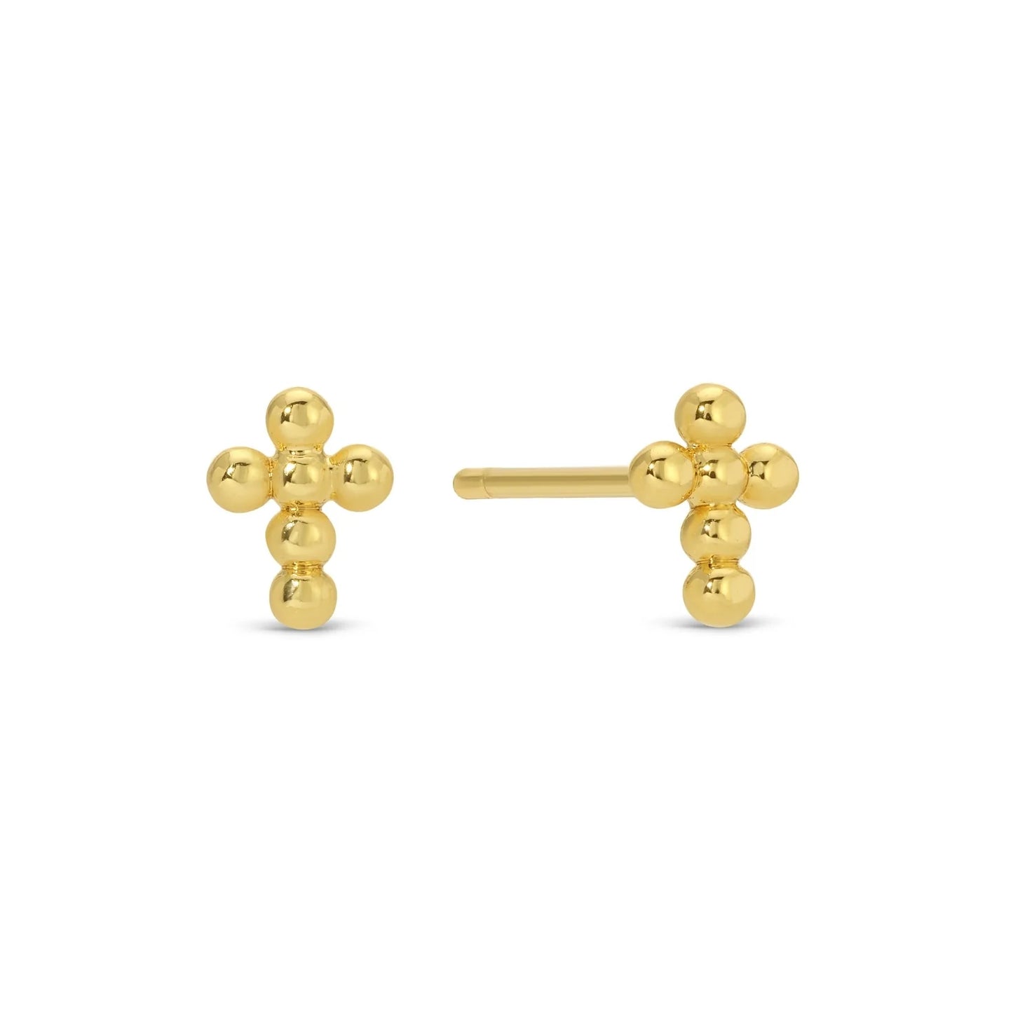 Earrings - Velvet Gift Stud Set- Cubic Zirconia Cross, Ball Cross, Plain Cross- Gold