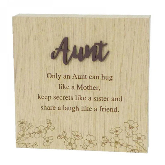 Aunt Block Sign- 6"X6" Wood Grain Blocks