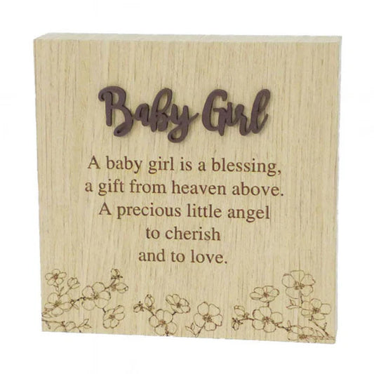 Baby Girl Block Sign- 6"X6" Wood Grain Blocks