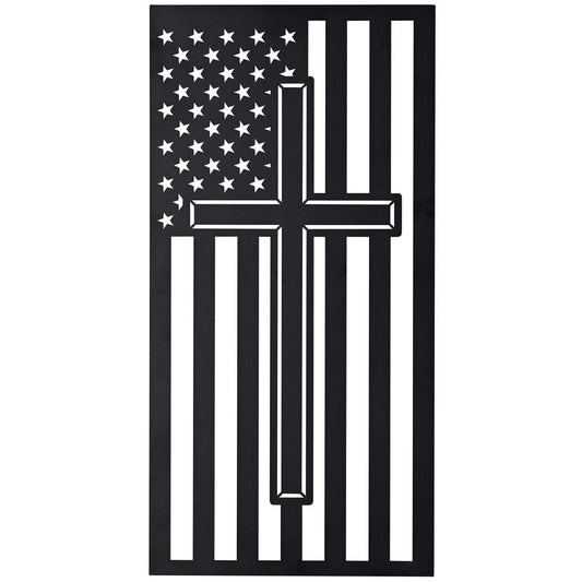 Metal Wall Hanging Cross With Flag