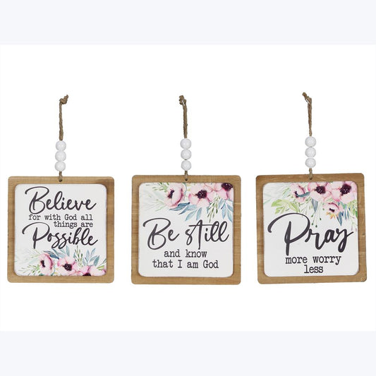 Wood Square 3D Wall Sign, 3 Assorted