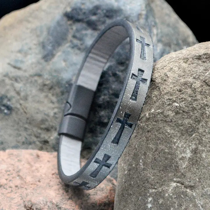 Cross Stamped Men's Bracelet