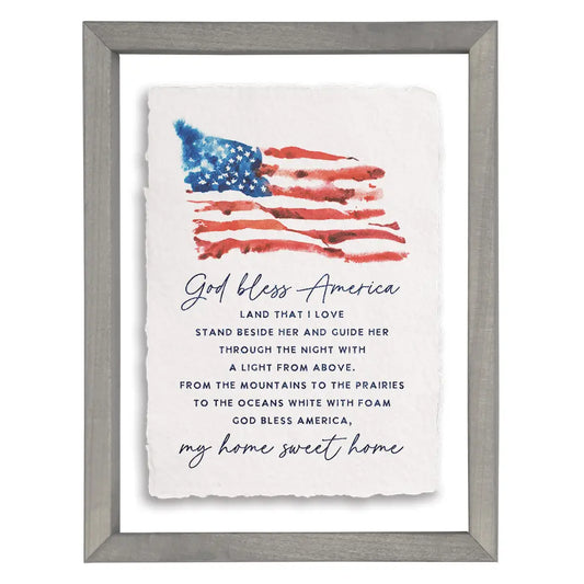 God Bless America Flag - Floating Art Rectangle