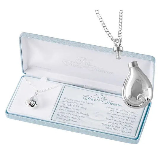 'No Tears in Heaven' Memorial Urn Necklace w/24" Chain