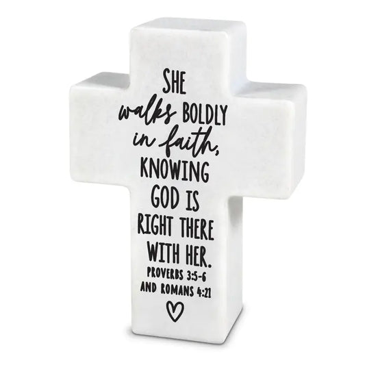Mini Inspire Cross She Walks Boldly