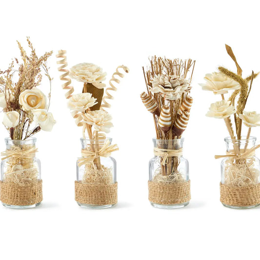 Artificial Flowers W/Glass Jar