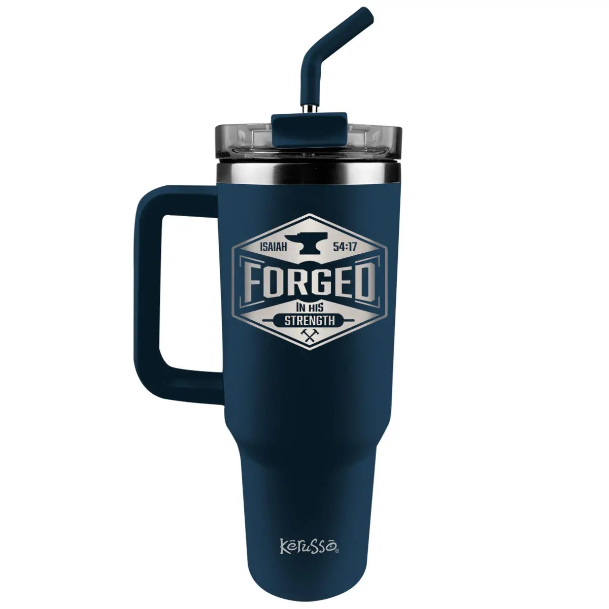Kerusso 40 oz Stainless Steel Mug with Straw Forged