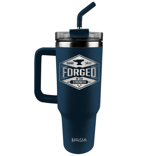 Kerusso 40 oz Stainless Steel Mug with Straw Forged