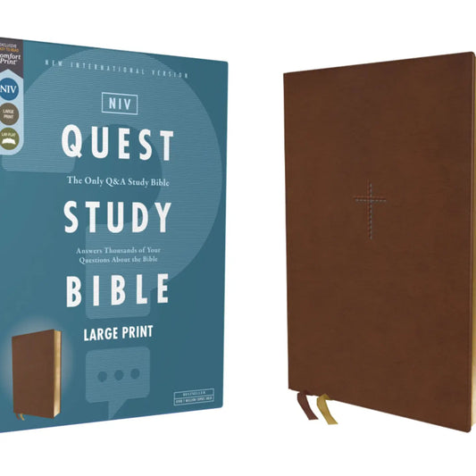 Niv Quest Study Bible, Large Print, Leathersoft Brown