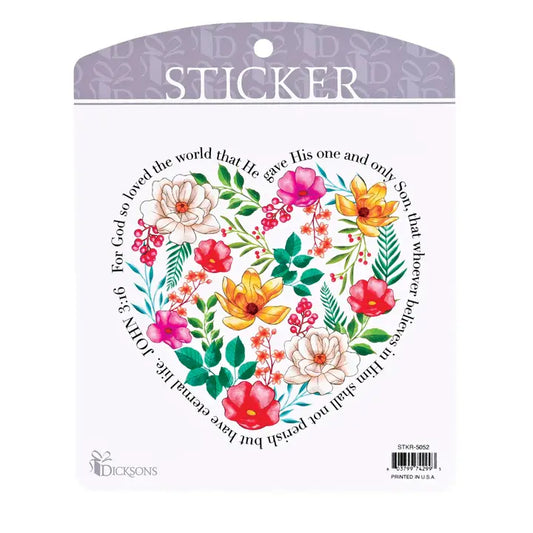 Sticker Floral Heart For God So Loved