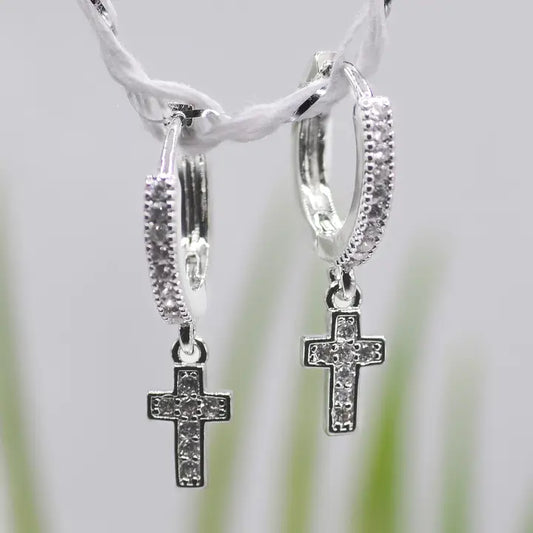 Cross Huggie Hoop Earring