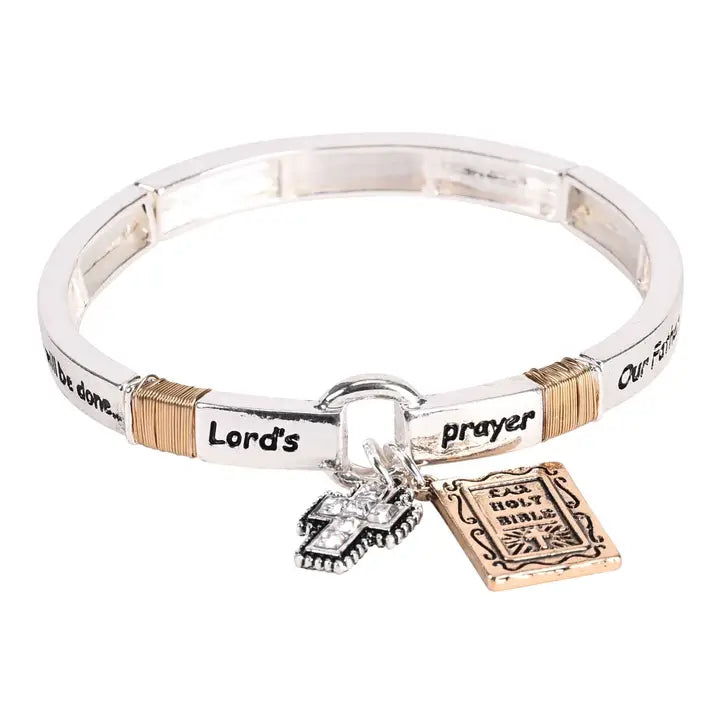 Stretch Bracelet Lord Prayer 2Tone