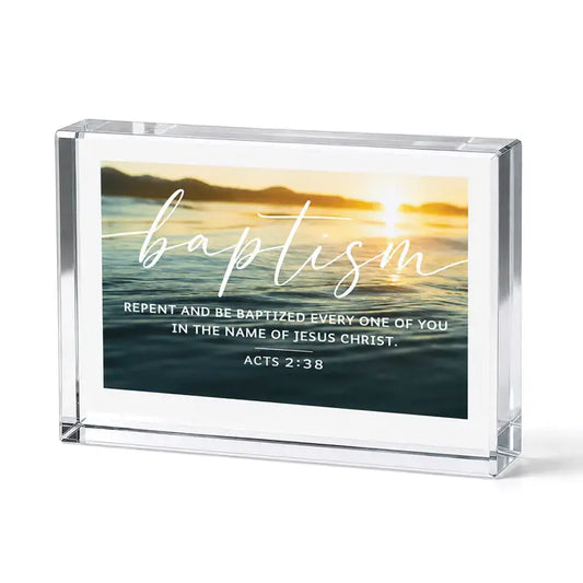 Tabletop Glass Baptism Acts 2:38 2.5x4