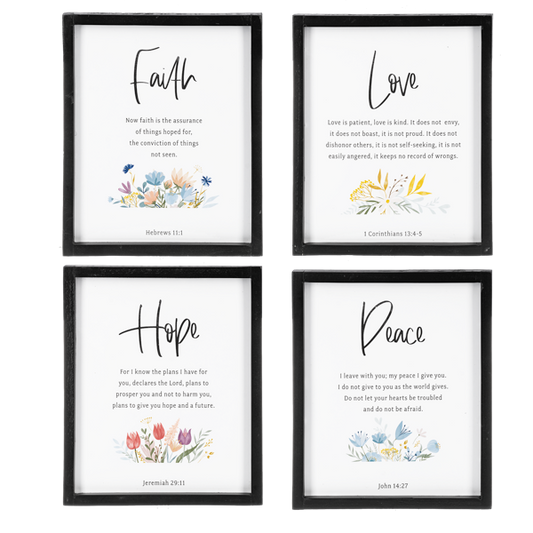 Faith, Hope, Love, Peace Bible Verse Wall Decor