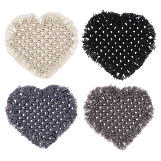 Handmade Macrame Heart Coaster Set of 4