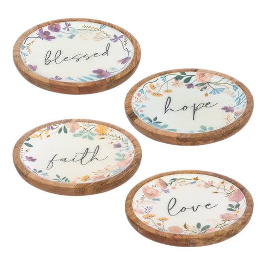 Round Faith, Blessed, Love, Hope Tidbit Tray