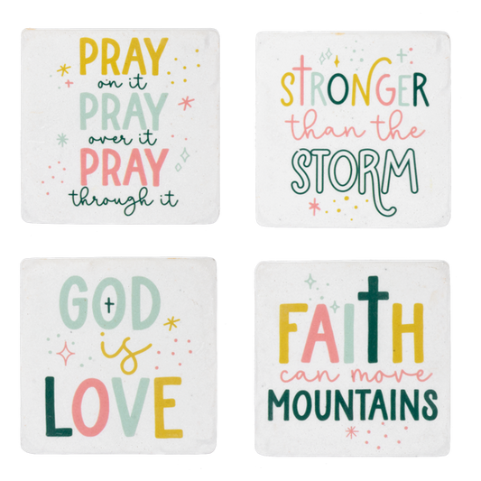 Color Faith Text Coaster (4 pc. set)