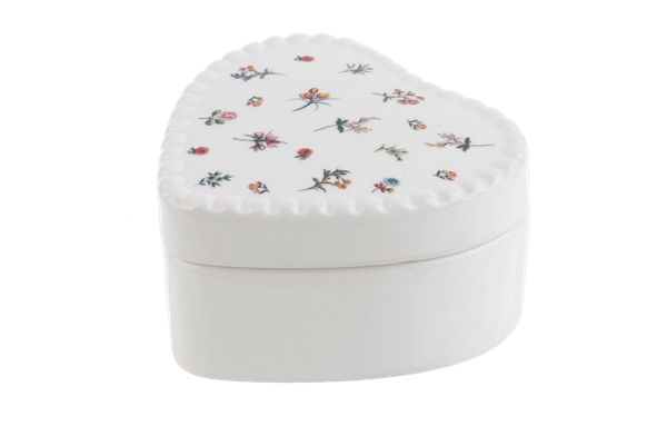 Heirloom Floral Heart Trinket Box