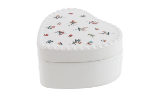 Heirloom Floral Heart Trinket Box