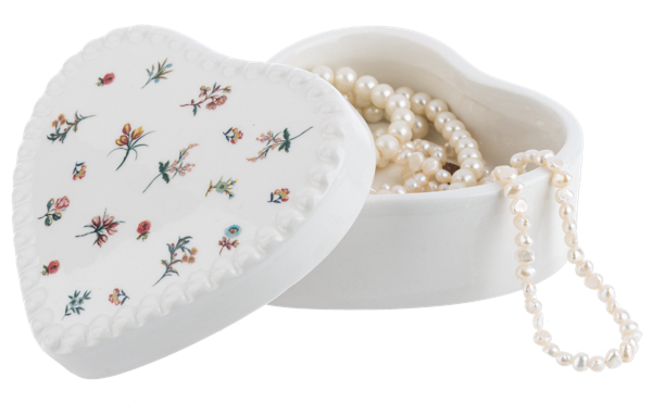 Heirloom Floral Heart Trinket Box
