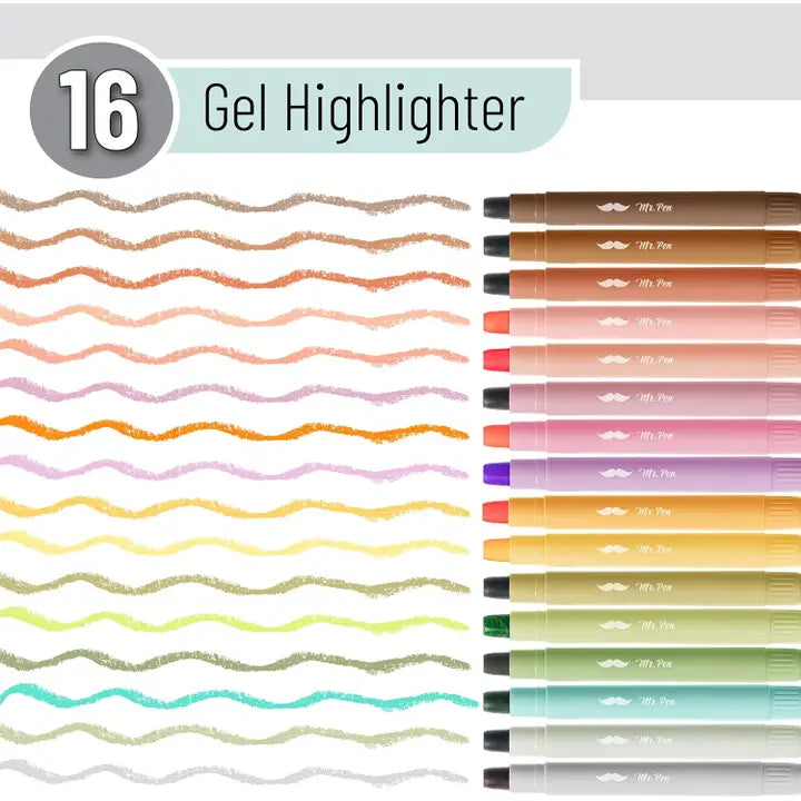 Gel Highlighters 16 Pack Vibrant Colors