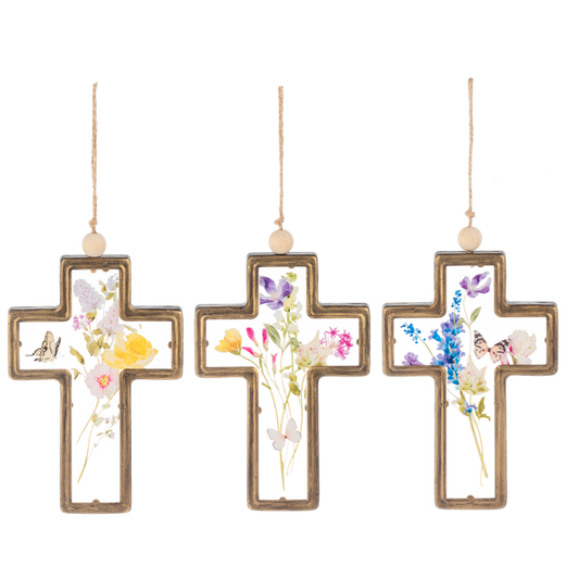 Floral Cross Ornament