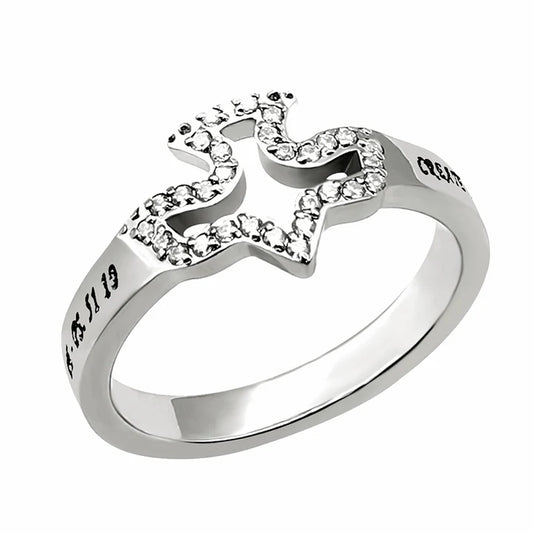 Women's Ring- CZ Dove Ring, "Create In Me A Clean Heart"