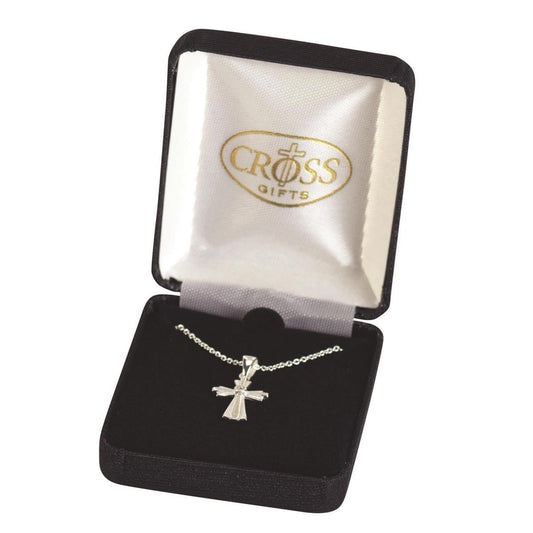 Bud Cross with Crystal Necklace, 18" Chain