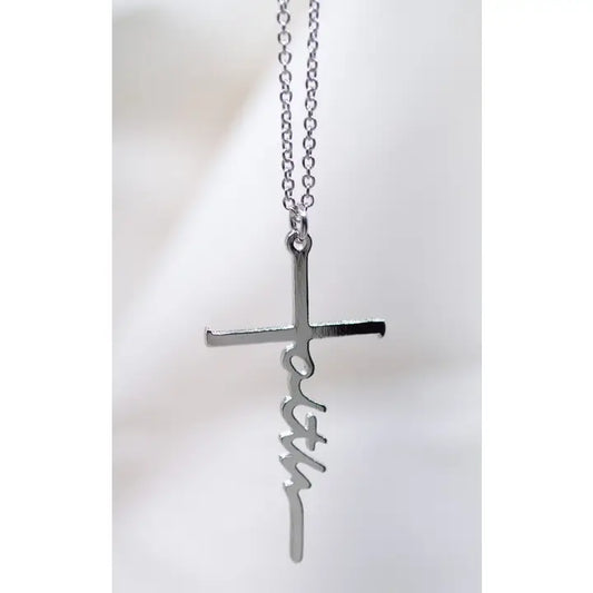 Faith/Cross Script Necklace