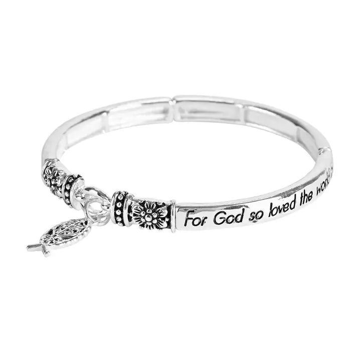 Bracelet Faith John 3:16 Fish Tile